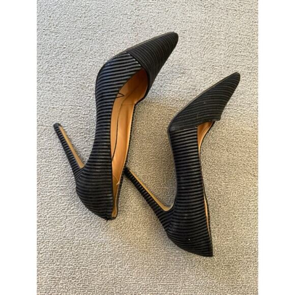 EXPRESS‎ Women's Size 8 Black Ribbed Pointed Toe D'Orsay Stiletto Heels - Picture 11 of 12